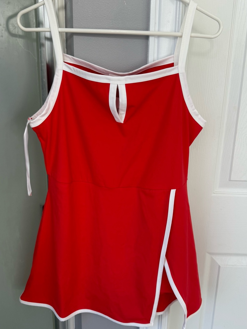 Women’s Red athletic dress with White Trim